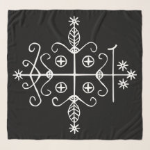 Veve blanc de Papa Legba sur fond noir