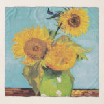 Foulard Vincent Van Gogh - Trois tournesols dans un vase<br><div class="desc">Trois tournesols dans un Vase / Vase avec trois tournois - Vincent Van Gogh,  août 1888 - Sunflowers 1888 première version (F453)</div>