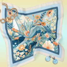 Voilier avec vagues et fleurs