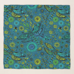 Foulard Voler, pilonner la libellule en bleu<br><div class="desc">Motif sans couture vectoriel dessiné à la main avec divers doodles et libellules floraux</div>