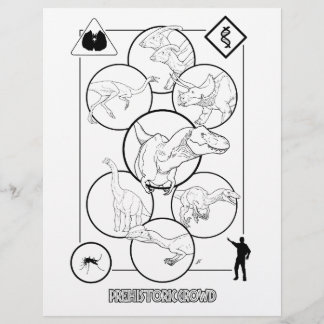 Foule préhistorique - Page de coloriage.