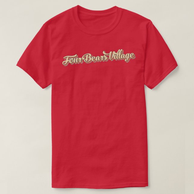 Four Bears Village TShirt Retro Art Baseball Font  (Design devant)