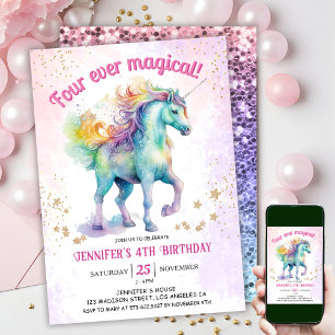 Four Ever Magical Invitation Anniversaire Licorn