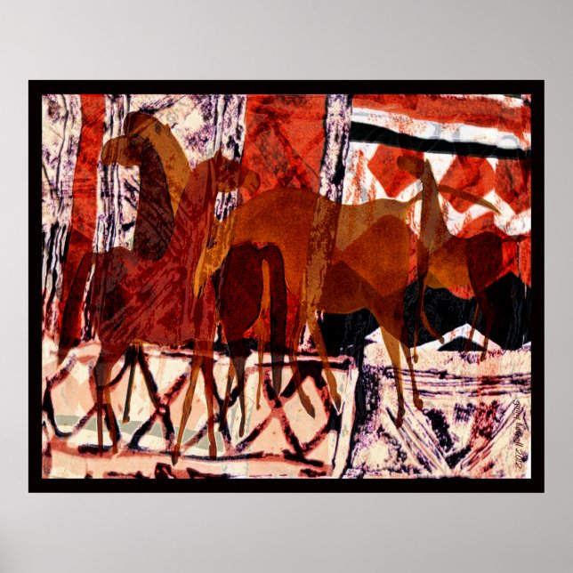 Four Horses Collage Poster (Devant)