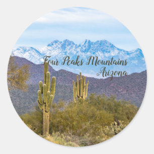 Four Peaks Mts Winter, Arizona 3" Stickers 6 Pack
