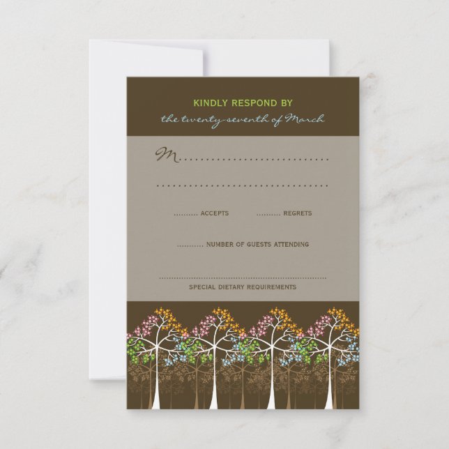 Four Seasons Trees Nature Forest Wedding Carte RSV (Devant)