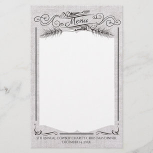 Fourche pin Noël menu de vacances papeterie