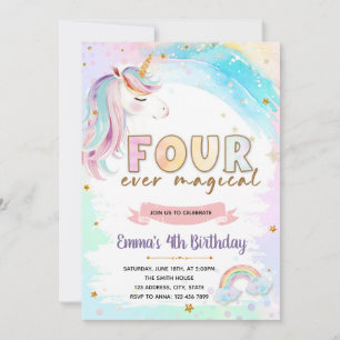 FOURever unicorn invitation magique anniversaire