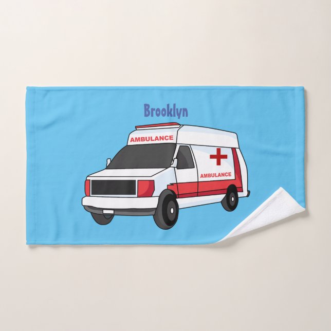 Fourgonnette d'ambulance rouge mignonne en dessin  (Serviette à main)
