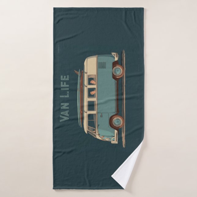 Fourgonnette de Surf Vintage – Conception de Camio (Serviette de bain)