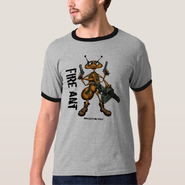 Fourmi de feu drôle avec le T-shirt de dessin de (Devant)