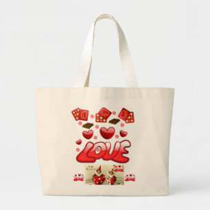 Fourre-tout blanc valentines jour sac à main rouge