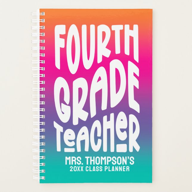 Fourth Grade Teacher Colorful Ombre (Devant)