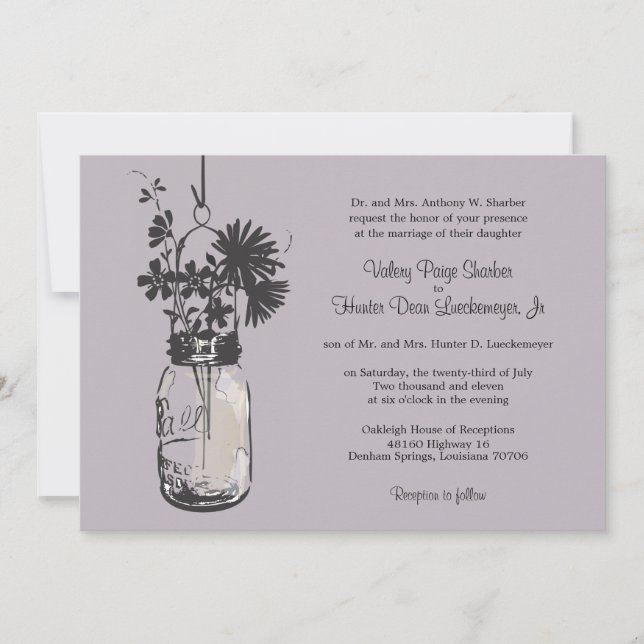 Fowers sauvages & Mason Jar Wedding Invitations (Devant)