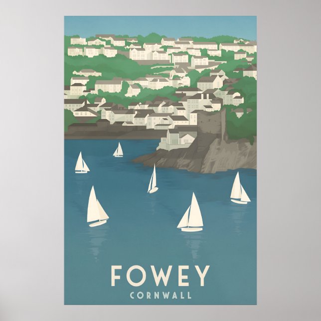 Fowey Cornwall Travel Poster (Devant)