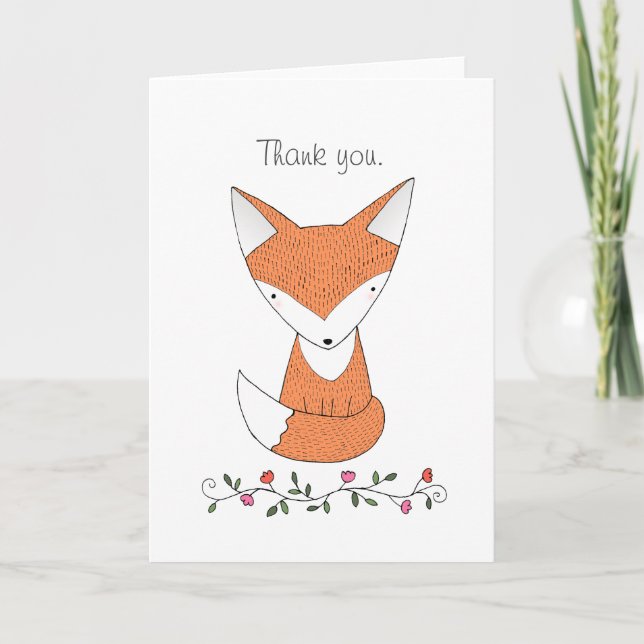 Fox Carte de remerciements mignonne Fox bois Merci (Devant)