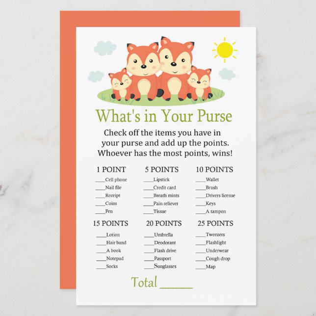 Fox Ce qui est dans votre jeu de bourse (Devant / Derrière)