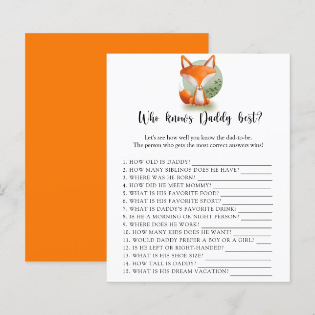 Fox club - Qui connaît DADDY meilleur jeu (Devant / Derrière)