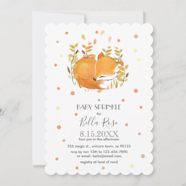 Fox Cub Baby Sprinkle Invitations (Devant)