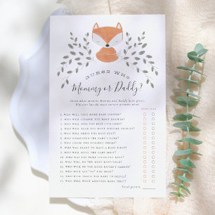 Fox Cub Rustic Woodland Devinez Qui Baby shower Je