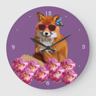 Fox de fantaisie, horloge murale pourpre