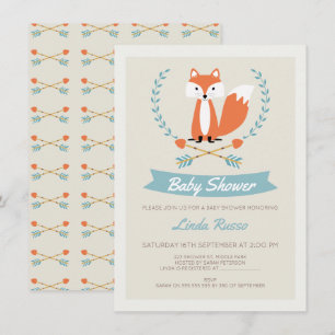 Fox de garçons et invitation de baby shower de