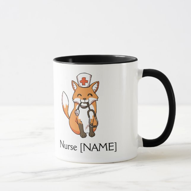 Fox d'infirmière dessinant la tasse personnalisée (Droite)