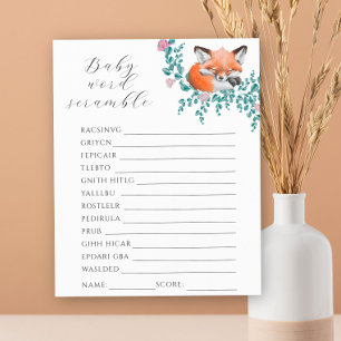Fox en fleur - Word scramble baby shower jeu