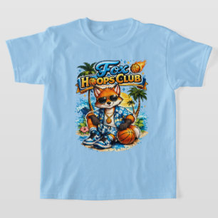 Fox Hoops Club Enfants T-Shirt Cute Été Basketba