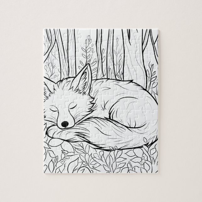 Fox in the Forest Cute Coloring Puzzle (Vertical)