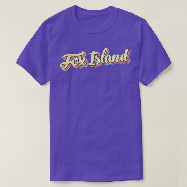 Fox Island TShirt Retro Art Baseball Font Vintage  (Design devant)