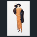 Fox Lady - Illustration de mode Vintage<br><div class="desc">Une vieille photo vintage d'une femme en fourrure et en robe orange.</div>