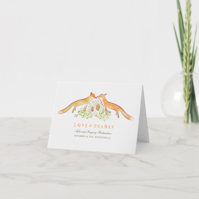 Fox Love Rustic et Whimsical Merci Cartes (Devant)