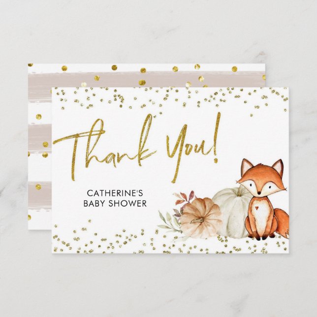 Fox Oh Boy Fall Citrouille Baby shower Carte de re (Devant / Derrière)
