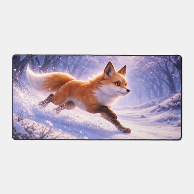 Fox Running in Winter Snow (Recto)