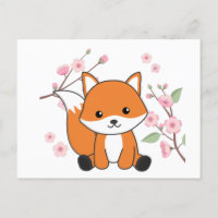 Fox Sweet Animaux Pour Kawaii Foxes Carte Postale