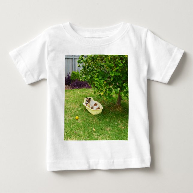 Fox Terrier Bathtime, Baby Tshirt (Devant)