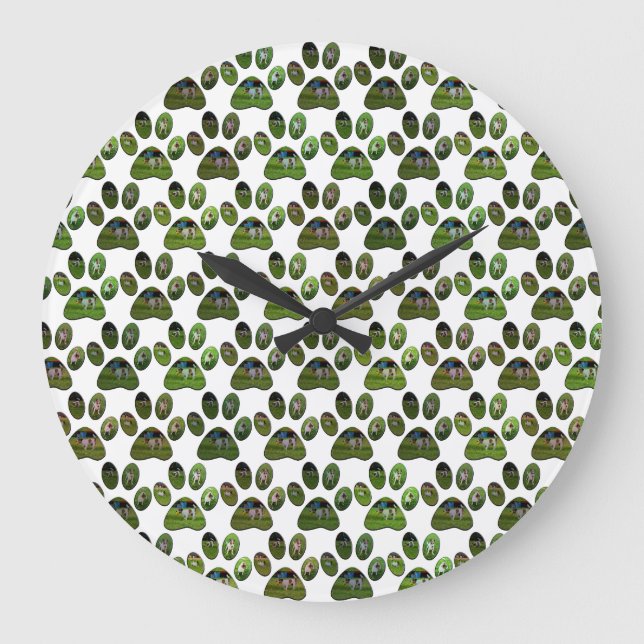 Fox Terrier Empreintes de pattes, horloge murale (Recto)