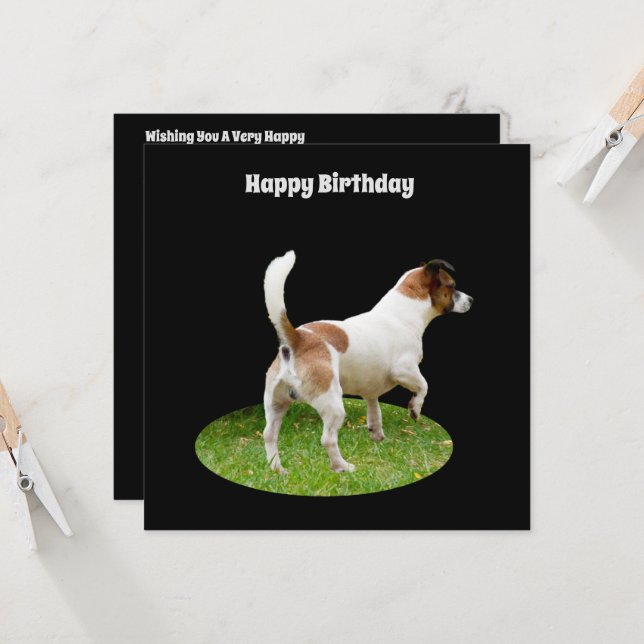 Fox Terrier en service de garde, carte d'anniversa (Devant/Arrière en situation)