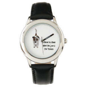 Fox Terrier, L'Amour Est Logo, Montre En Cuir Pour