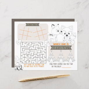 Fox Woodland Enfants Set de table Activité Fiche d