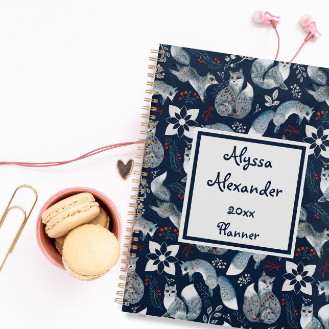 Fox Woodland Watercolor Art Monogramme Nom bleu (Créateur téléchargé)