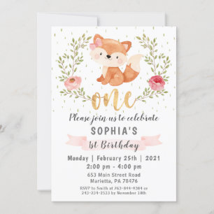 Fox Woodland Wild Un Anniversaire Fête Invitation