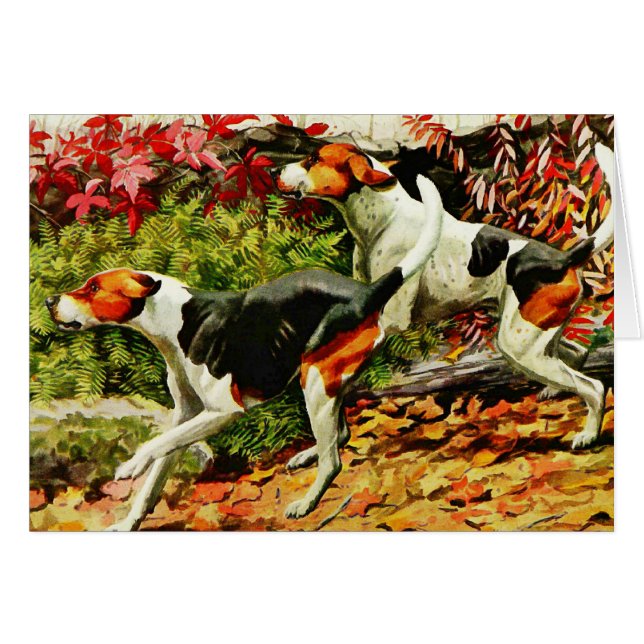 Foxhounds (anglais et américain) en bois d'automne (Devant horizontal)