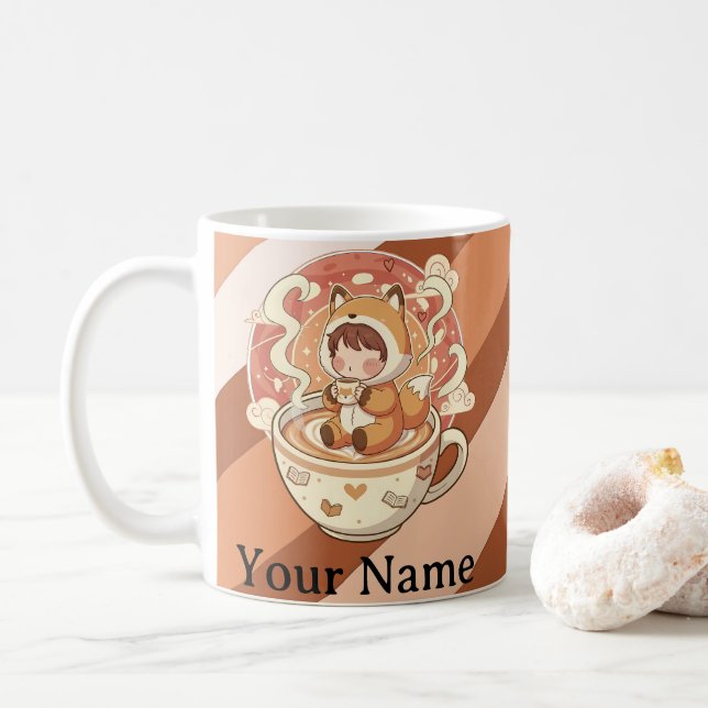 Fox's Cozy Read Morning Coffee Mug (Avec donut)