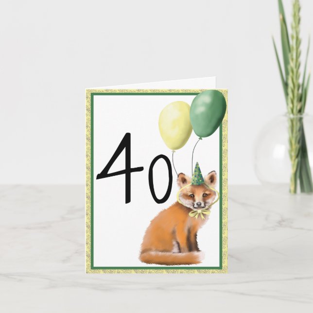 Foxy 40 Anniversaire Carte de voeux pliée (Devant)