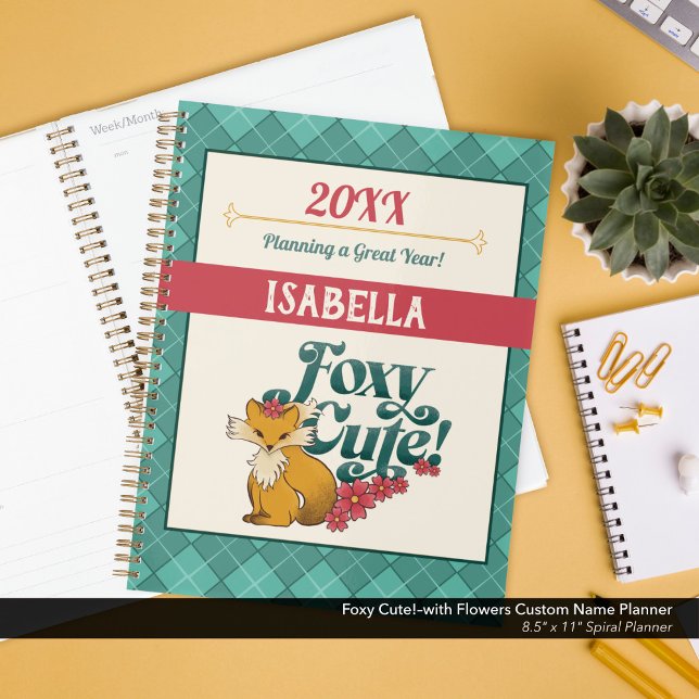 Foxy Cute! – avec Fleurs Nom personnalisé (Foxy Cute!–Planner Personalized with Your Name.)