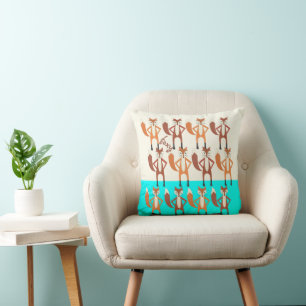 Foxy Neon Aqua Monogramme Coussin Fox Stylisé