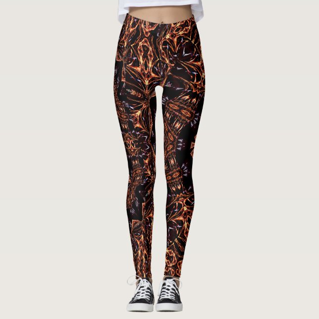 Fractal Fire Mood Leggings personnalisés (Devant)