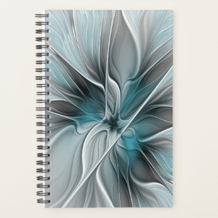 Fractal Floral Moderne Abstrait Fleur Bleu Gris